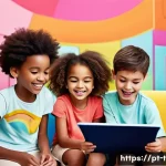 티니핑 공식 웹사이트 이용법 - **Prompt 1: Educational Digital Adventure**
    "A diverse group of three joyful children, aged 6-9,...