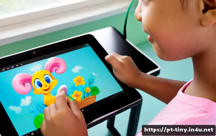 티니핑 애니메이션 작화 스타일 - Photorealistic close-up of a Brazilian children’s animation artist painting a cheerful pastel fantas...