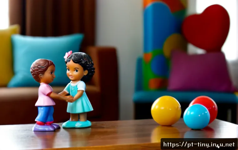 티니핑과 포켓몬스터 비교 - Photorealistic comparison scene in a bright Brazilian family living room, two clearly separated toy ...